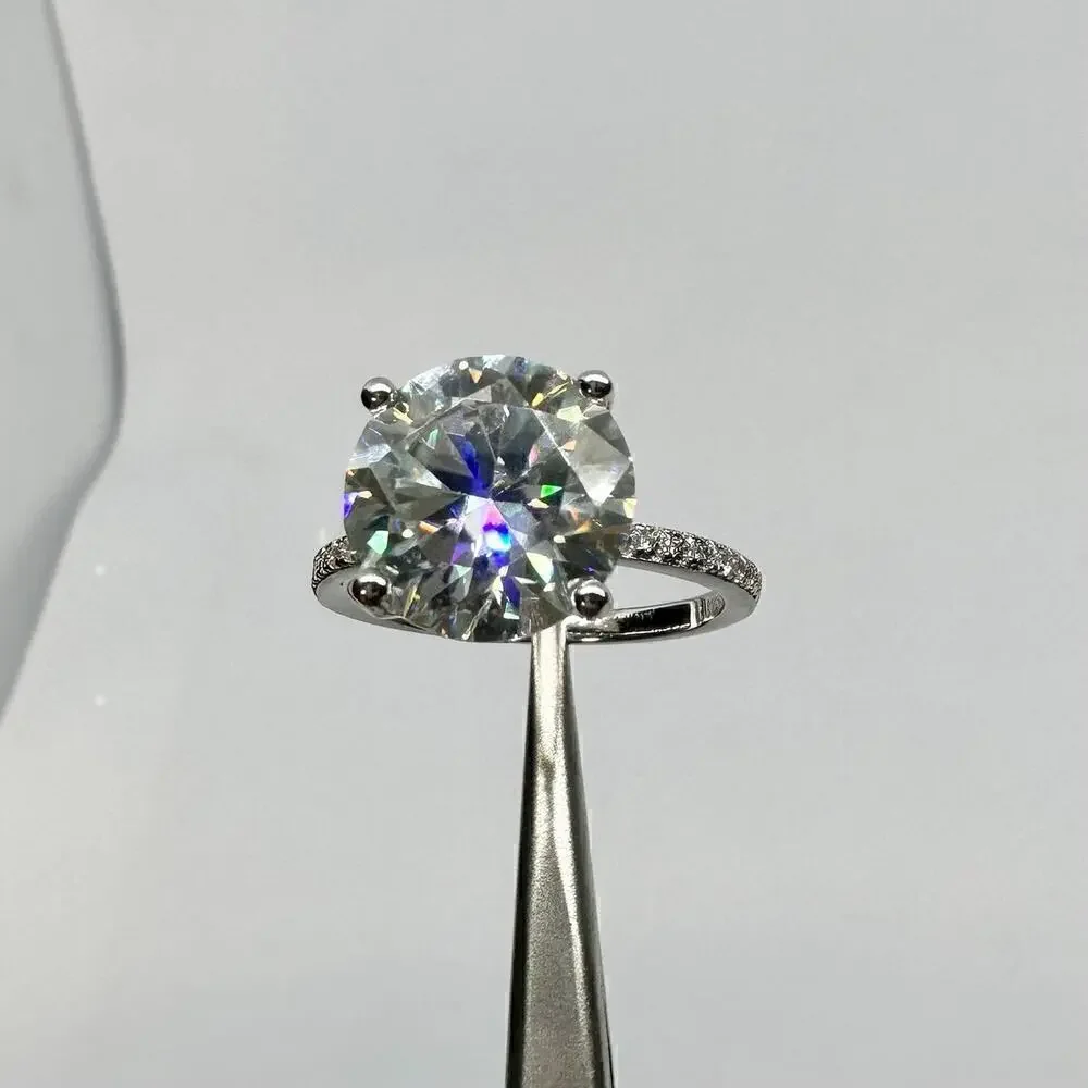 Moissanite Diamond Ring 3 Ct Engagement Wedding Round Cut Solitaire GRA Size 8